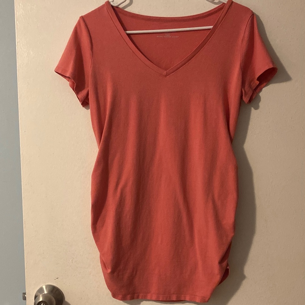 Motherhood Maternity Coral V-Neck Tee